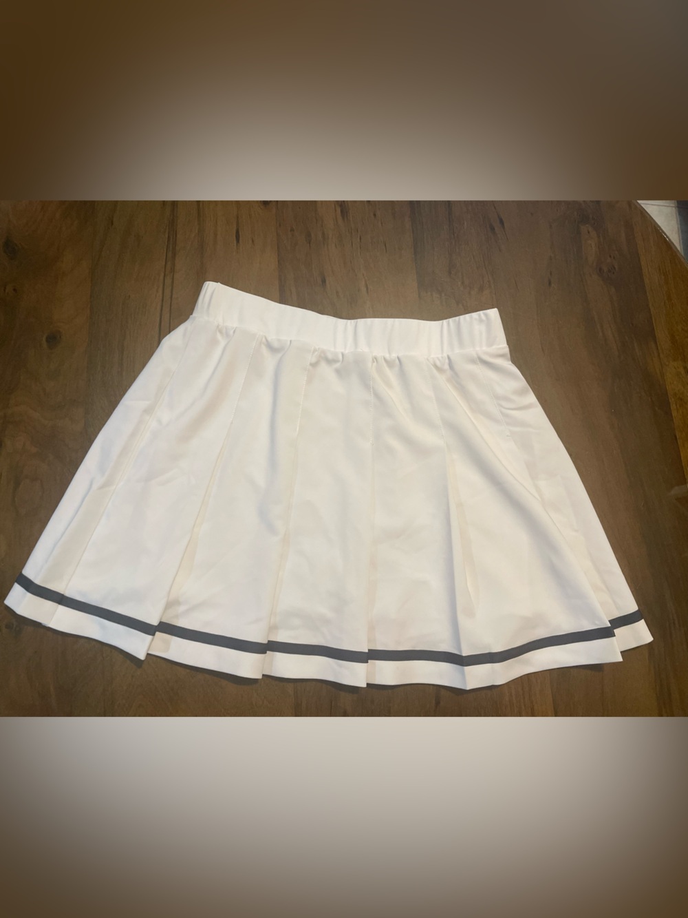 Varley Clarendon Pleated Skirt White Navy Stripe Activewear Women's XL